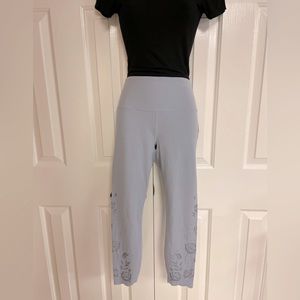 Athleta 7/8 light blueish grey eyelet leggings. NWOT